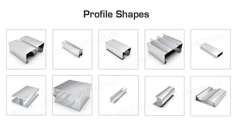 Aluminium door and window profiles shapes